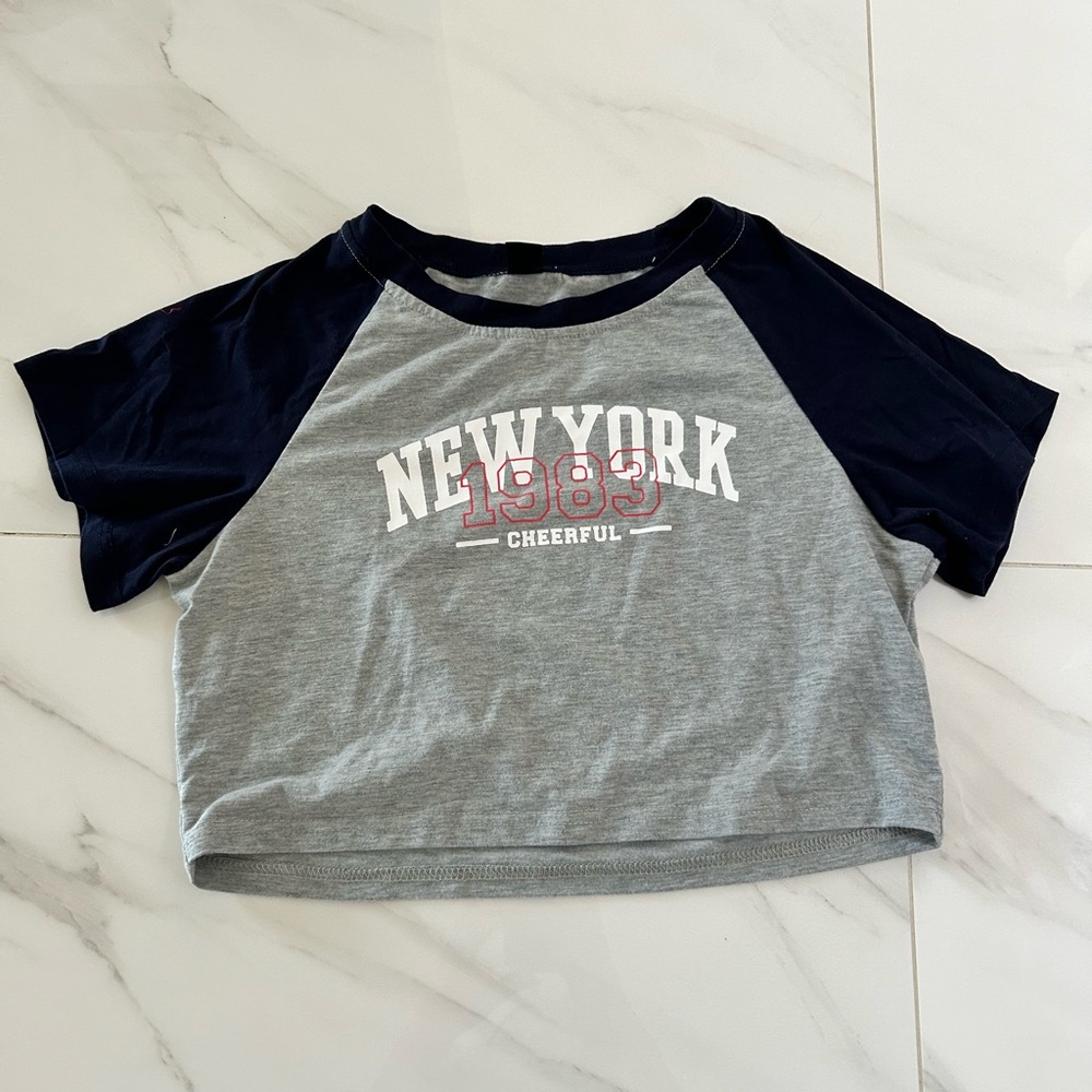 Shein New York Cropped Baseball Tee
